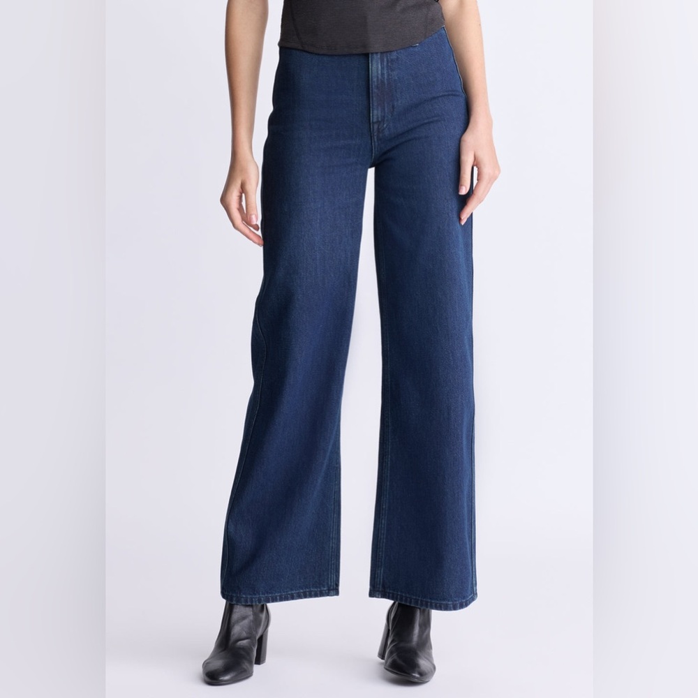 NWT Buffalo David Bitton High Rise Wide Leg Adele Women's Jeans, Dark Rinse Wash